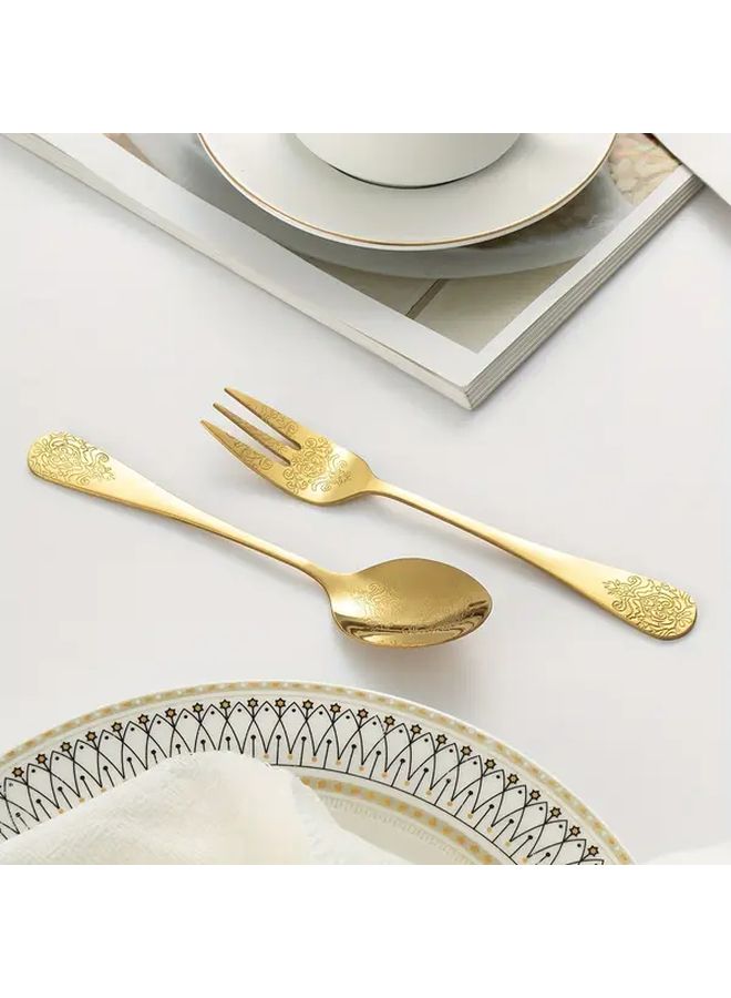 8 Piece Stainless Steel Cutlery Set Golden Mirror Polished Dishwasher Safe - Image 2
